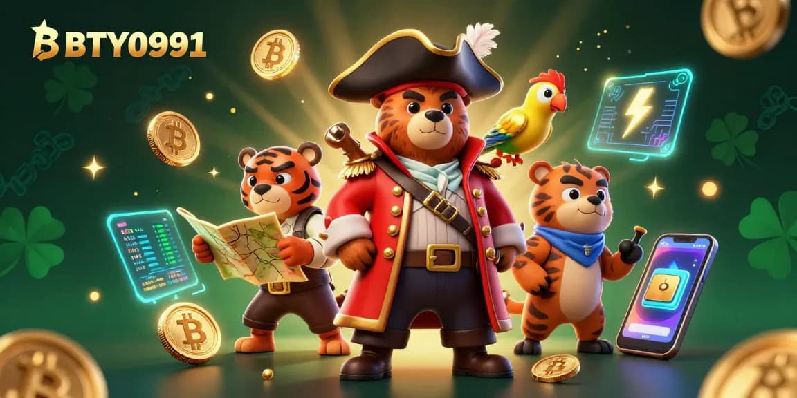 Experience the thrill of BTY0991 with a pirate bear, tiger, and crypto elements igniting excitement.
