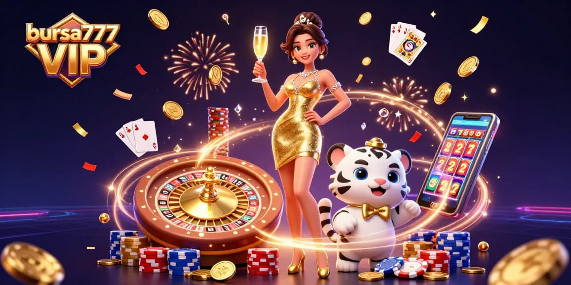 Experience the excitement of bursa777 VIP with a glamorous woman and lucky tiger in a dazzling casino scene.