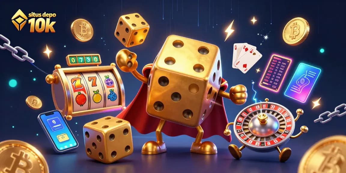 Experience the excitement of situs depo 10k with vibrant slot games featuring golden dice golems and crypto coins, perfect for players.