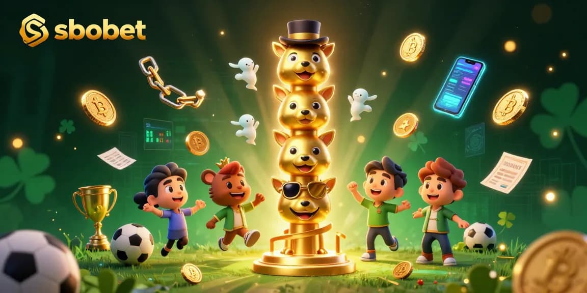 Bet on sbobet with engaging 3D cartoon illustration of sports-themed betting display.