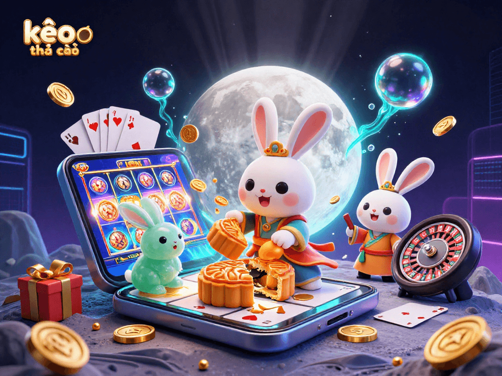 Engage with kèo nhà cái as the moon rabbit reveals poker chips hidden in mooncakes.