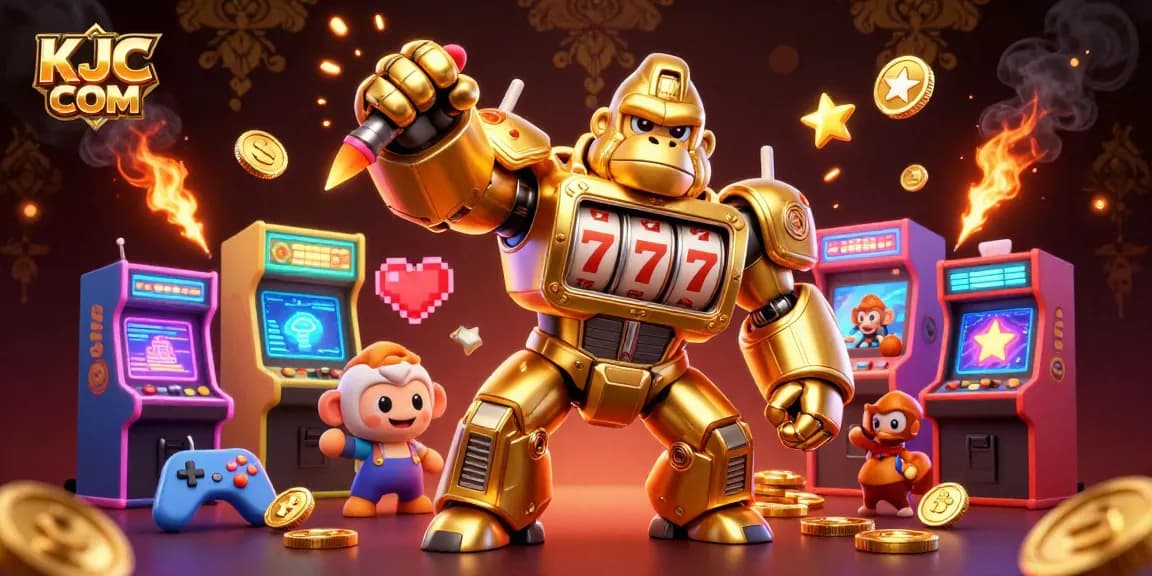 Engage with exciting gaming moments at KJC COM with a vibrant 3D casino illustration.