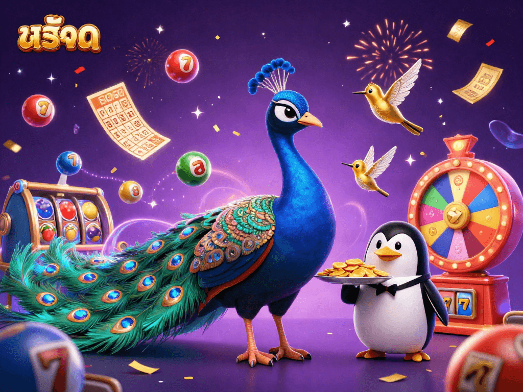 Engage in สล็อต excitement with vibrant characters and dynamic gambling elements in a lively 3D scene.