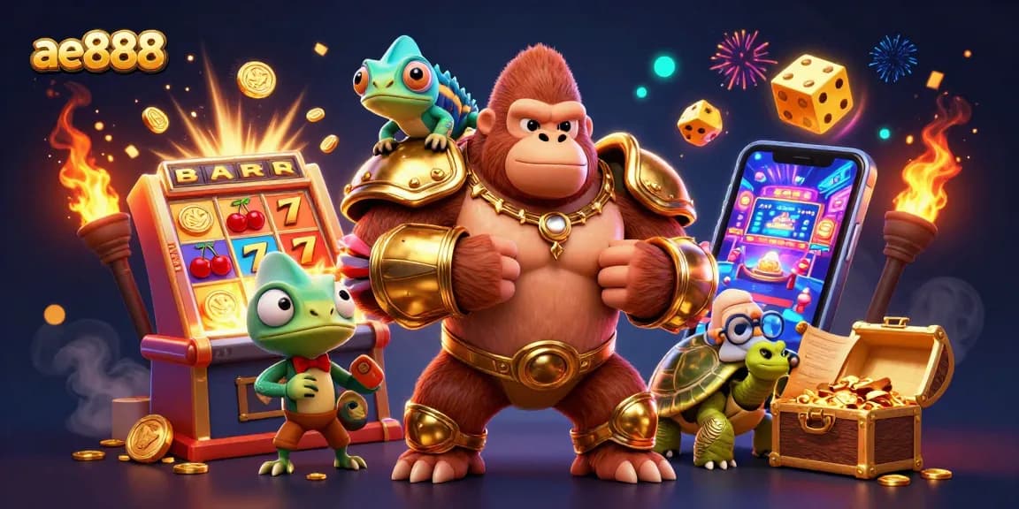 Experience the thrilling excitement at ae888 with vibrant casino elements and engaging characters in action.