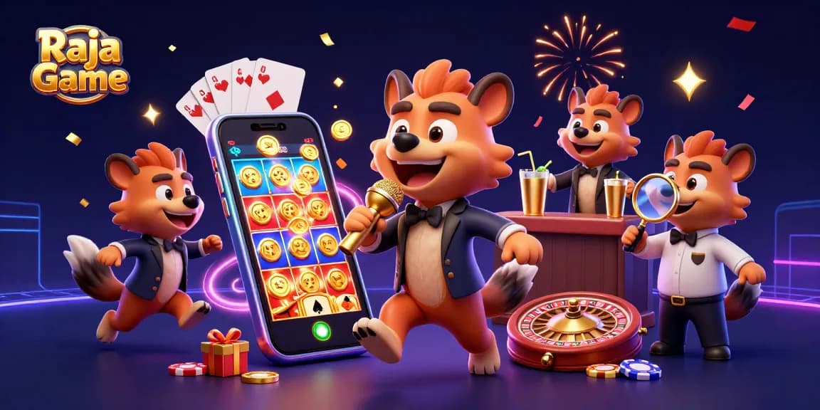 Join Raja Game for thrilling activities with hyenas in a vibrant casino setting filled with games and rewards.