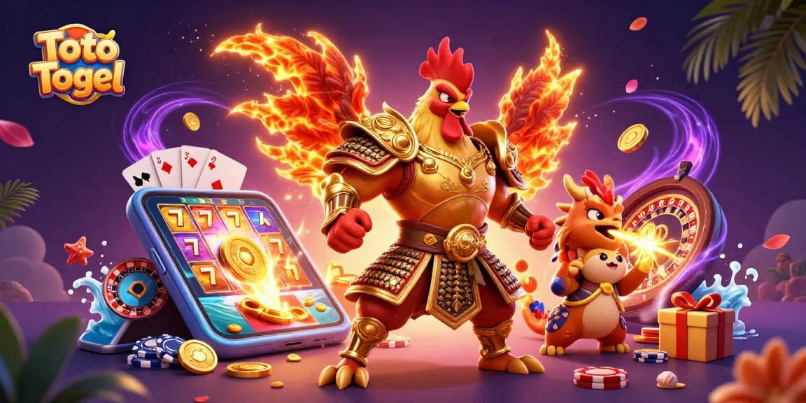 Experience the exciting world of Toto Togel with fierce characters and vibrant casino elements.