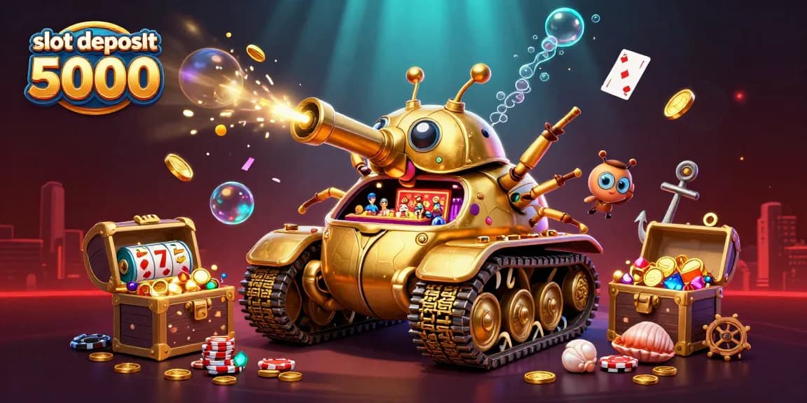 Activate winning chances with slot deposit 5000 in this lively casino-themed digital art.