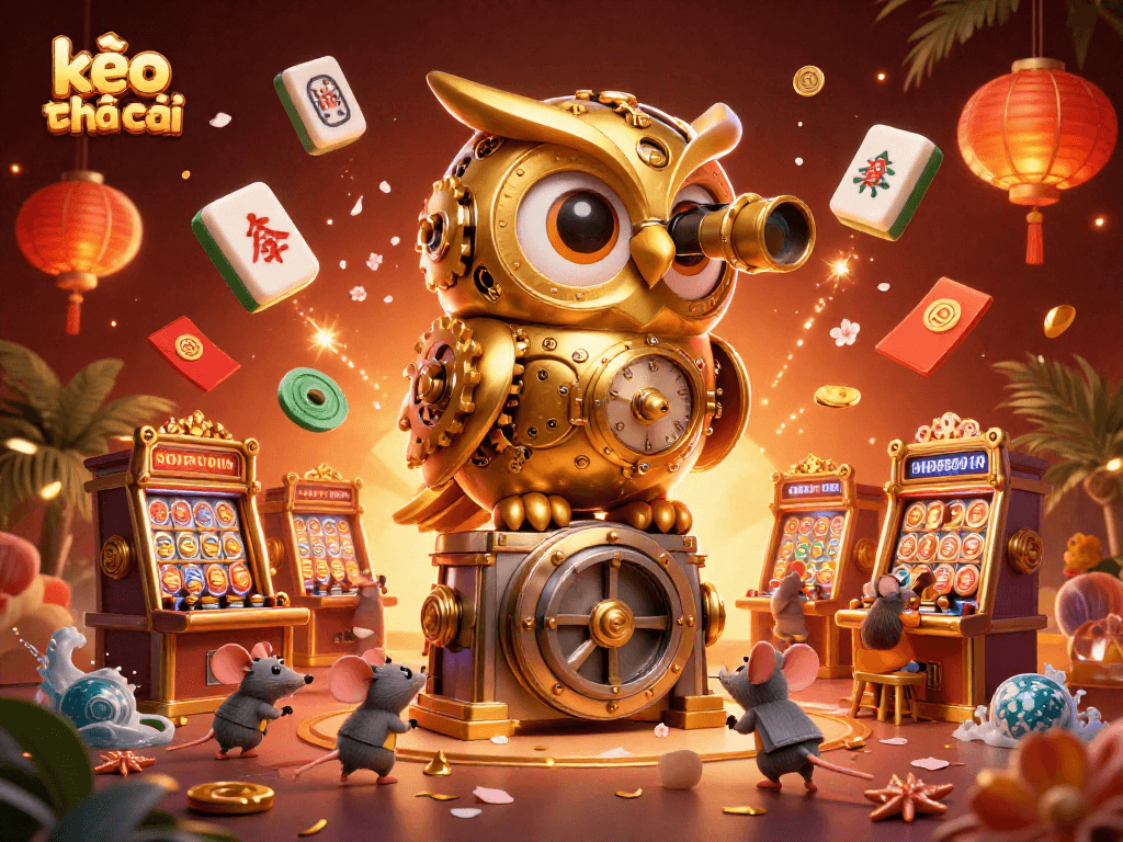 Engage in the thrilling world of kèo nhà cái with an energetic casino scene featuring fun characters and vibrant elements.