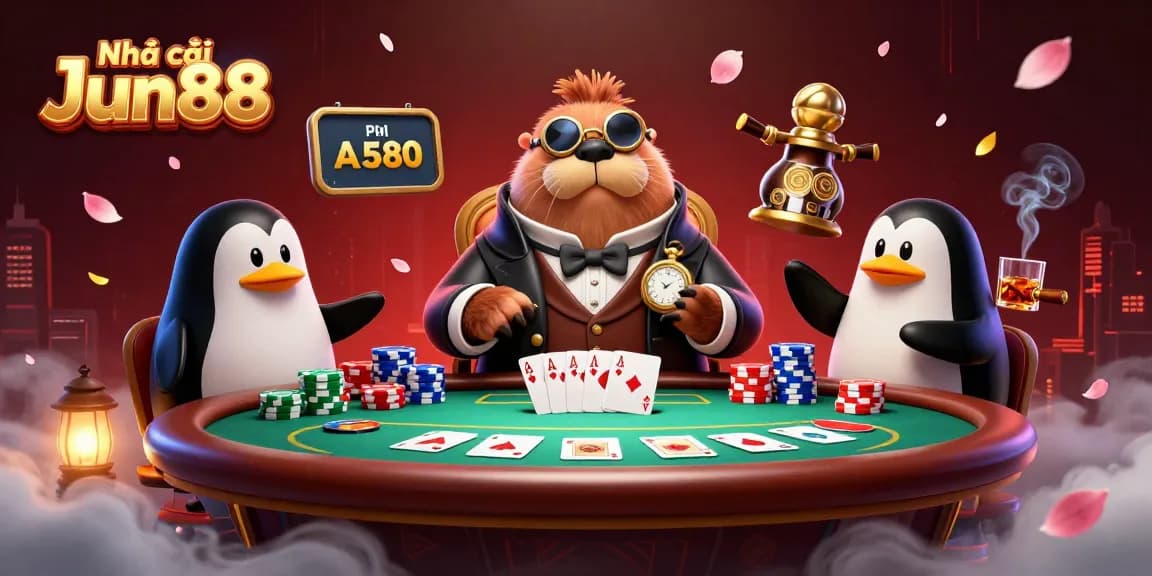 Experience thrilling poker action at Nhà cái Jun88 featuring unique characters in a vibrant underwater setting.