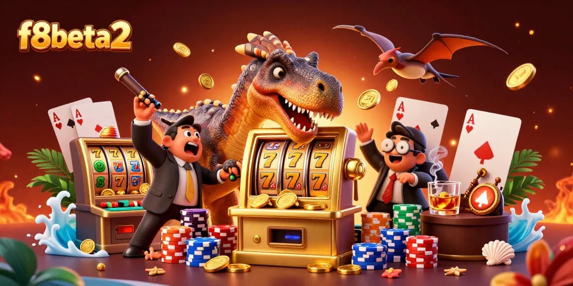 Experience the excitement of f8beta2 as the pachycephalosaurus hits a jackpot, coins flying!