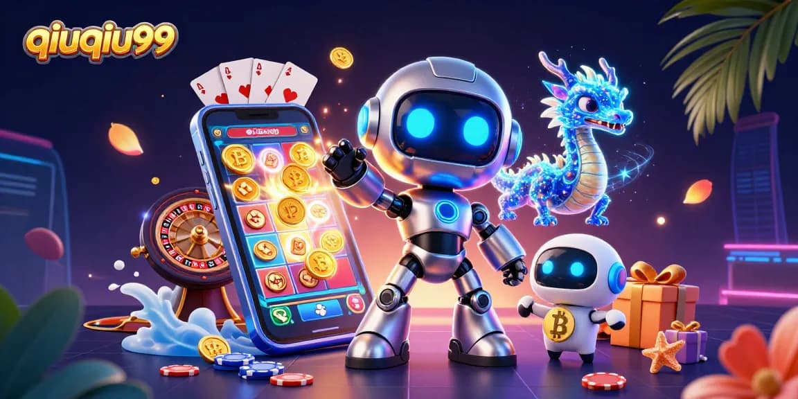 Spin to win with qiuqiu99 in this vibrant casino scene featuring a busy slot game.