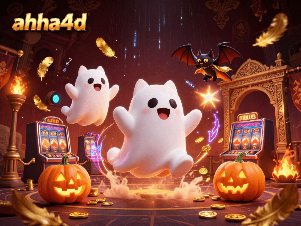 Permainan slot dengan ahha4d, kucing hantu ramah dan kelelawar vampir di kasino.