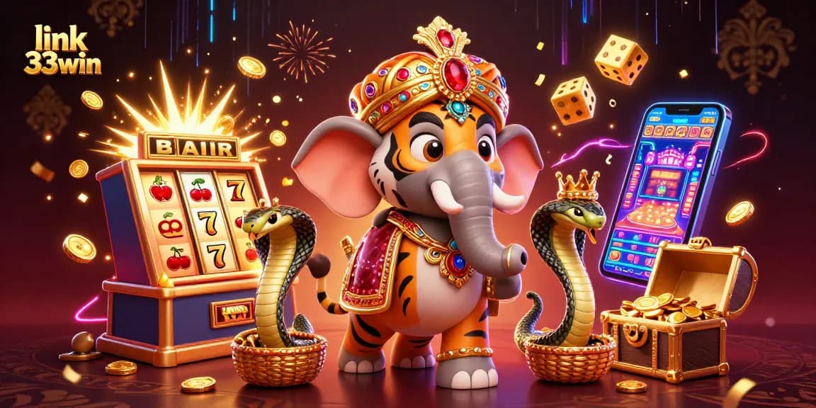 Spin and win with link 33win as the maharaja tiger celebrates jackpots and casino thrills!