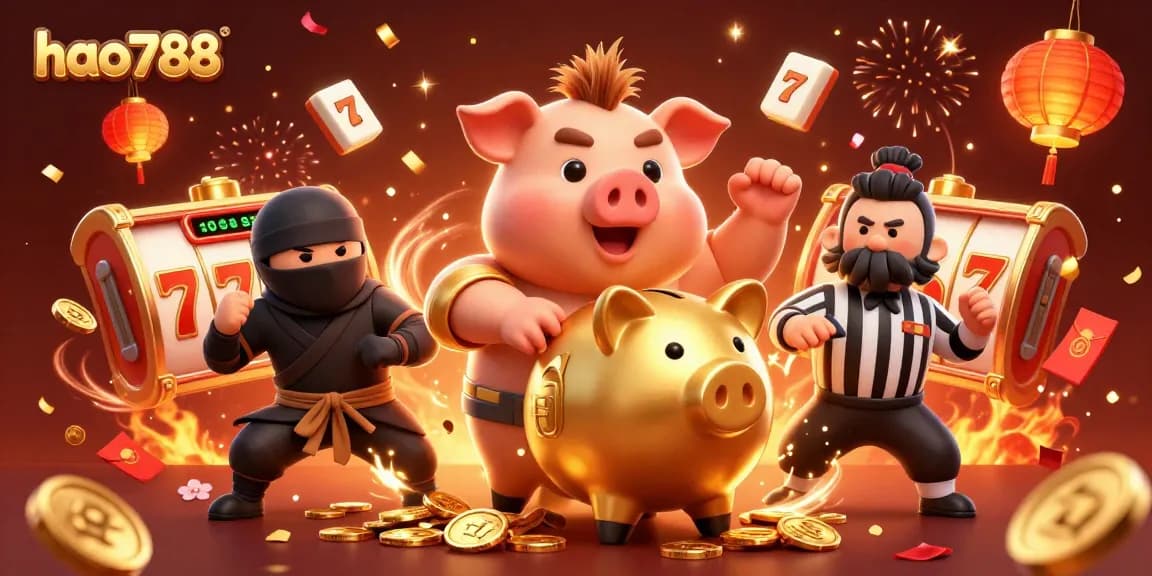 Menangkan jackpot di HAO788 dengan sumo bank piggy dan kadal ninja, meriah dan beruntung.