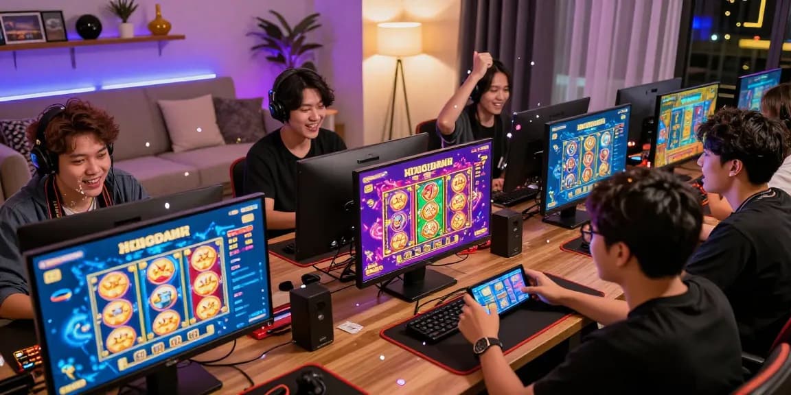 Exciting ngamenjitu online gaming atmosphere with diverse players winning on mobile devices.