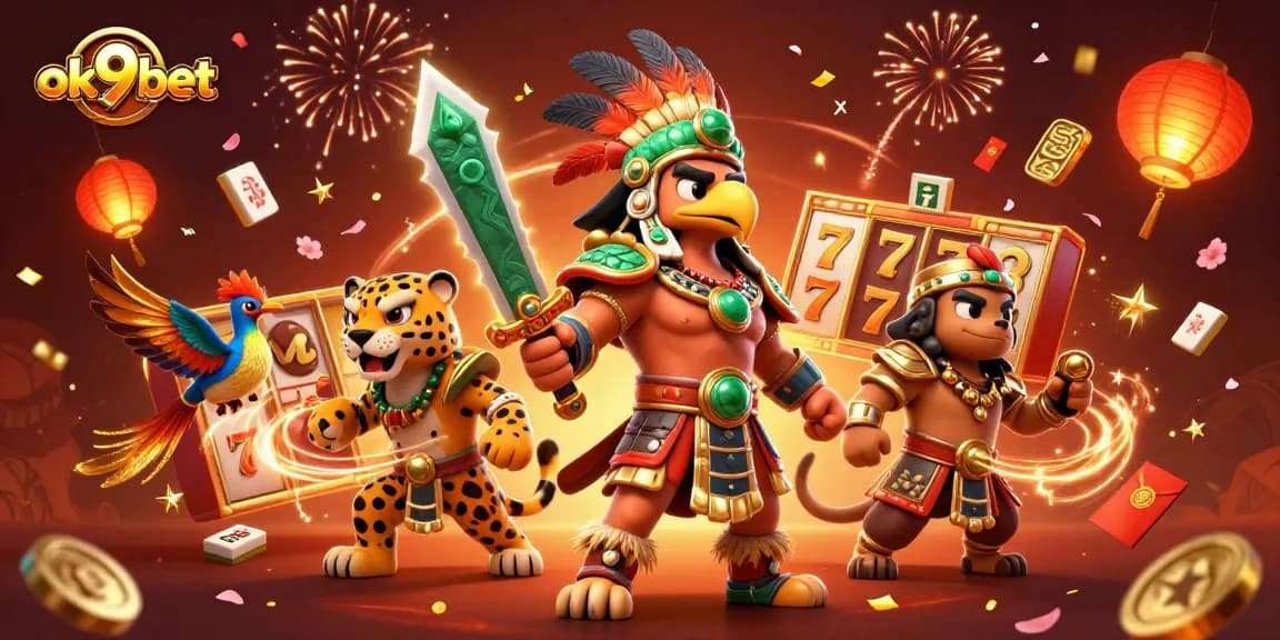 Win big with ok9bet's thrilling slots and jackpot games featuring vibrant Aztec characters.