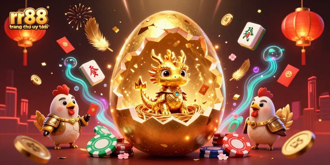 Engage with the vibrant rr88 trang chủ uy tín casino scene featuring a golden dragon and immersive gaming elements.