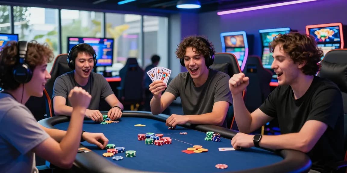 Win big with 3 Patti Blue as players celebrate their card game victories in an exciting lounge atmosphere.