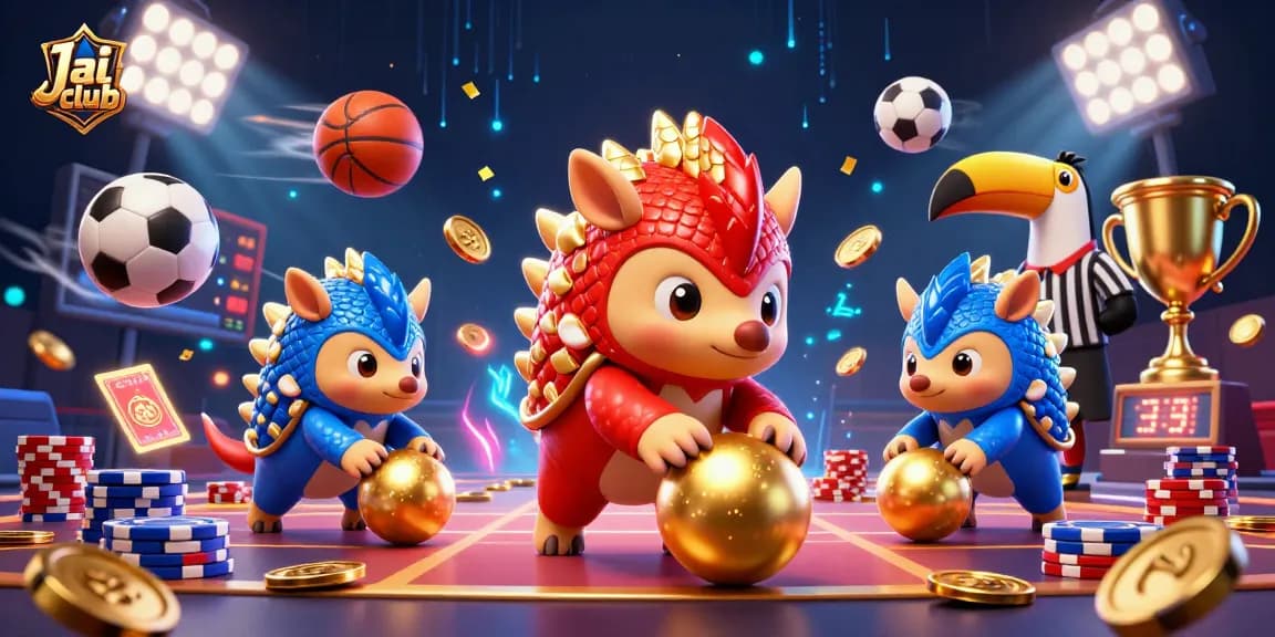 Experience thrilling gameplay with Jai club as rival pangolins compete amidst vibrant casino elements.