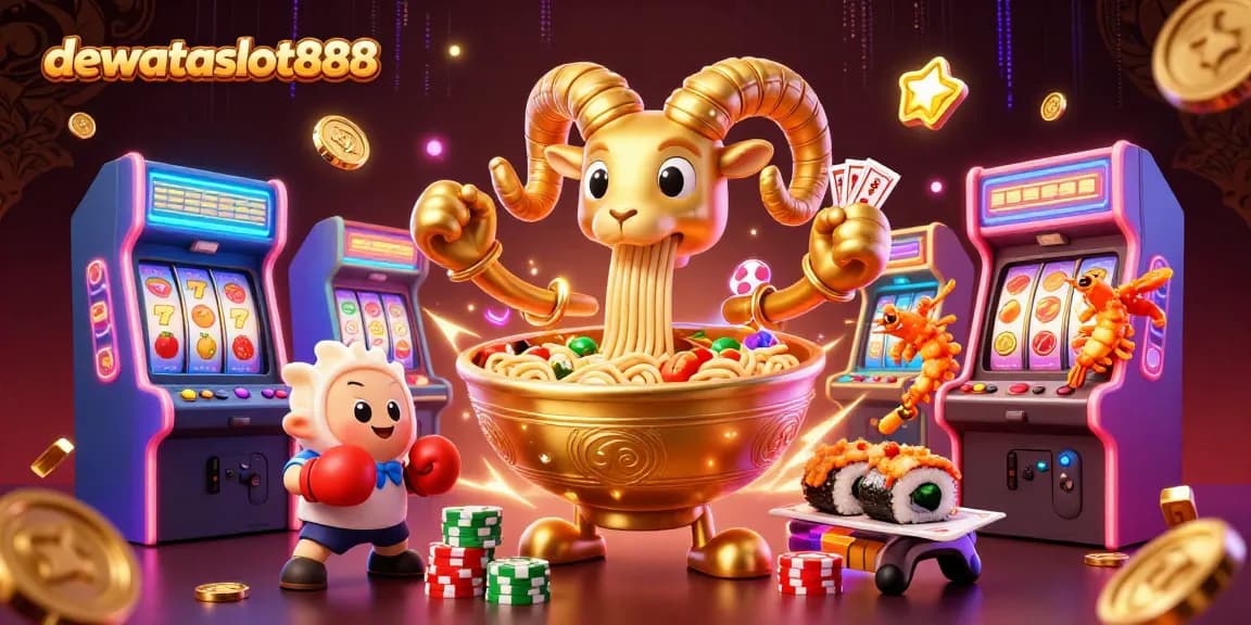 dewataslot888 bermain slot gacor dengan suasana meriah yang penuh warna dan elemen kasino yang dinamis