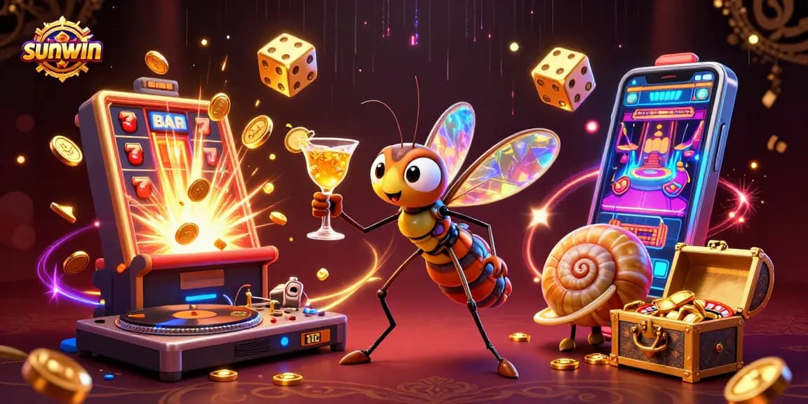 Play sunwin games with vibrant characters and thrilling casino elements in a dynamic casino scene.