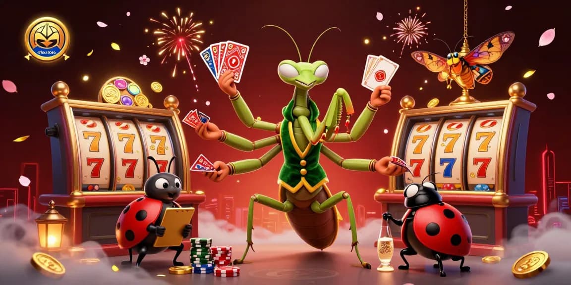 Situs toto-themed 3D illustration showcasing vibrant characters and slot elements in an engaging casino setting.