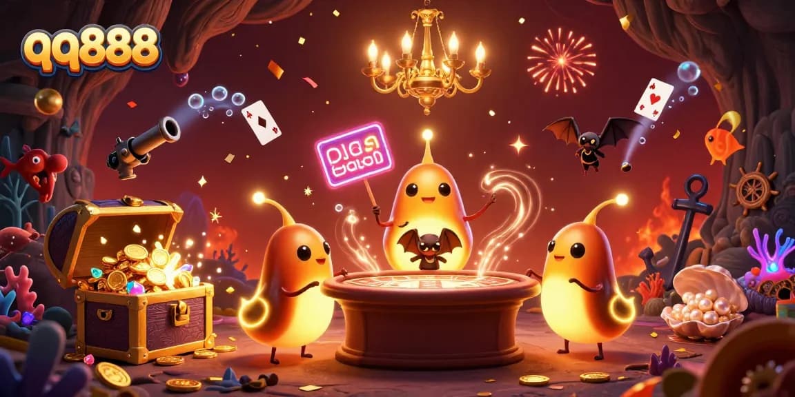 Experience exciting gaming at qq888, showcasing bioluminescent glowworms lighting our vibrant cave casino.