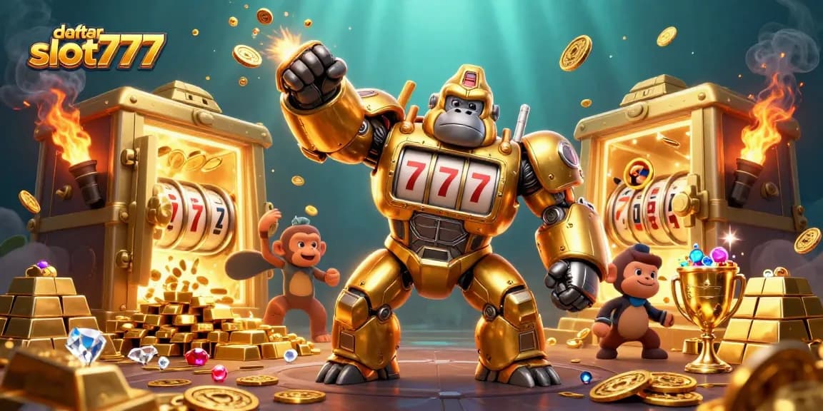 Experience winning excitement with daftar slot777 in this vibrant casino-themed illustration.