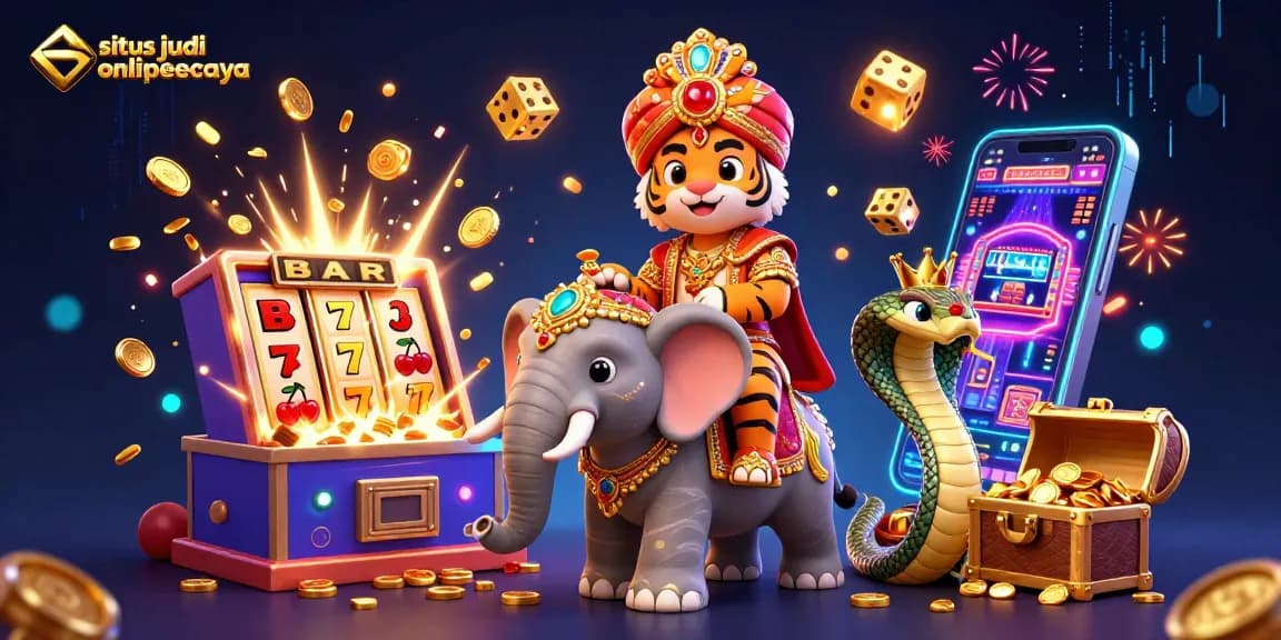 Bermain di situs judi online terpercaya dengan karakter kartun dan mesin slot 3D yang penuh warna.