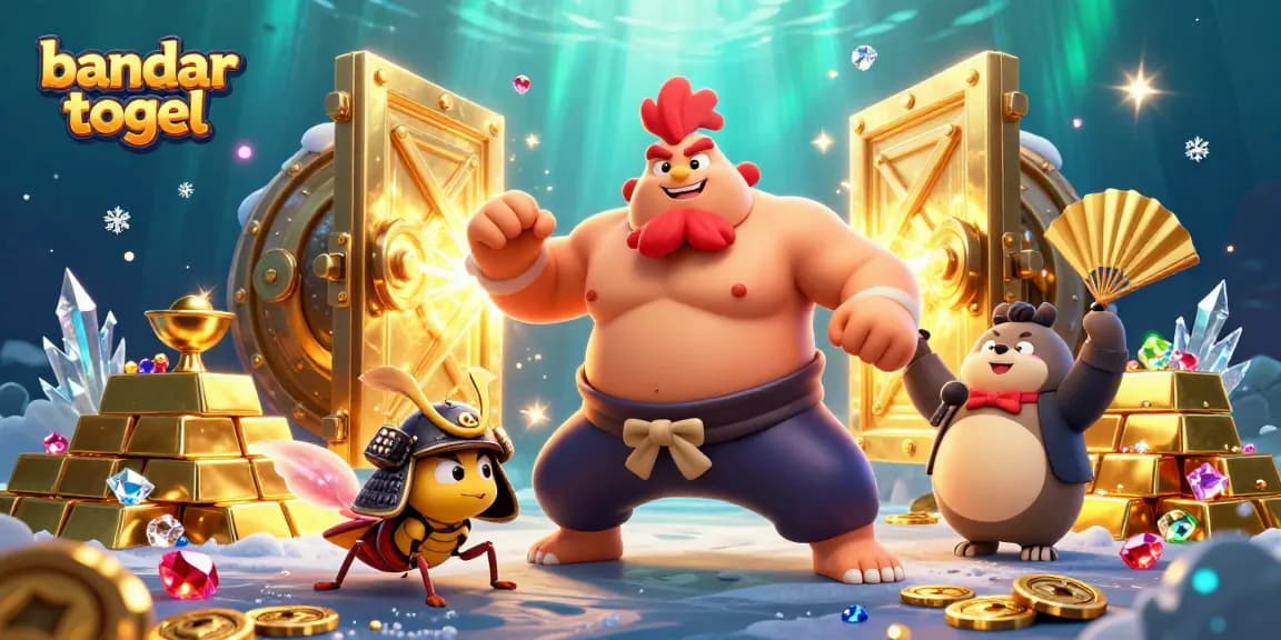 Experience exciting bandar togel gameplay with vibrant characters, treasure, and intense action!