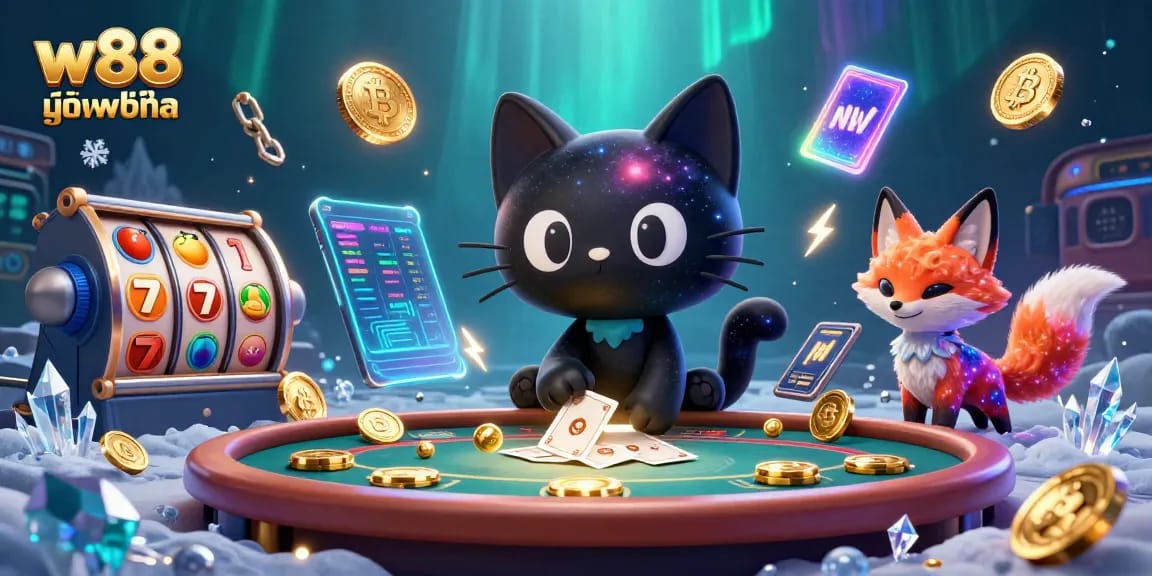 Experience vibrant 3D casino fun with w88 มือถือ featuring a cosmic table and dynamic gameplay elements.