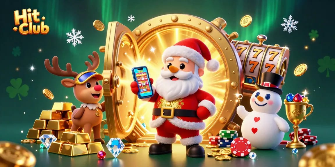 Hit Club captures the festive spirit with Santa, reindeer, and snowman in a dazzling casino