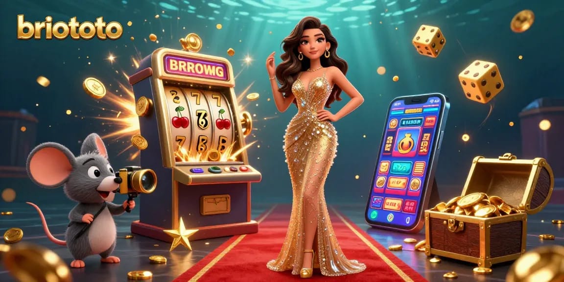 Experience exciting wins with briototo illustrated as a glamorous casino scene filled with action and jackpots.