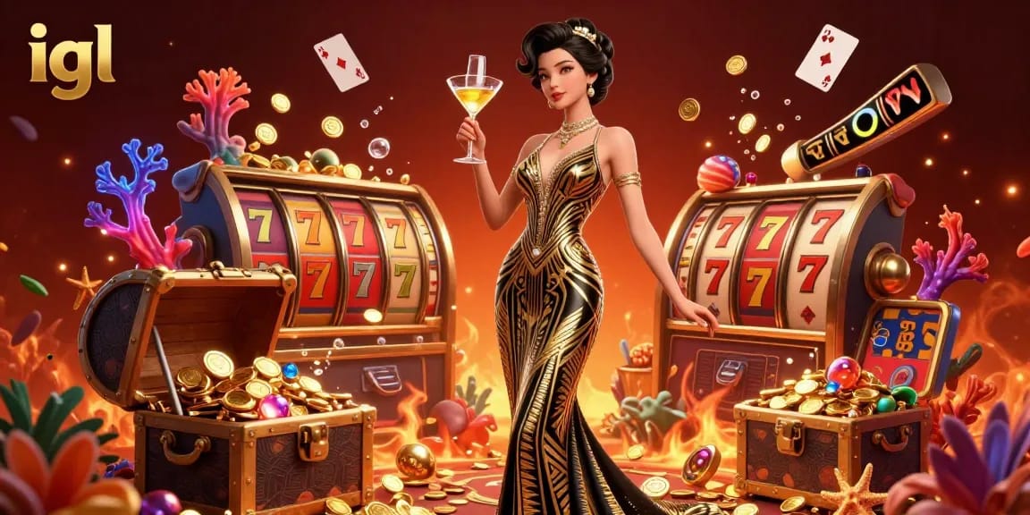 Experience the thrill of igl's online casino with vibrant slot reels and a glamorous ambiance.
