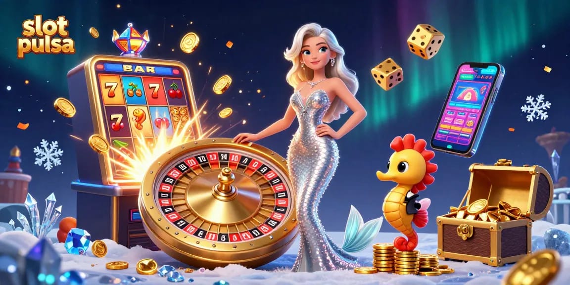 Rasakan sensasi dengan slot pulsa saat seorang wanita glamor dan seekor kuda laut lucu merayakan kemenangan kasino.
