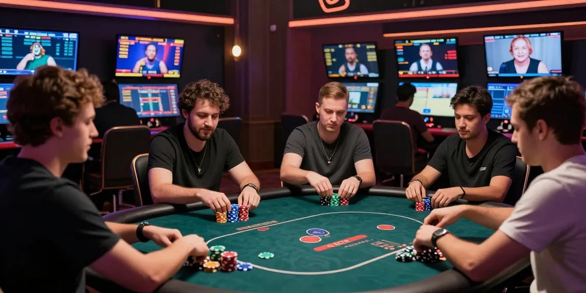 Game Poker Uang Asli Dominobet players at an exciting virtual poker table.