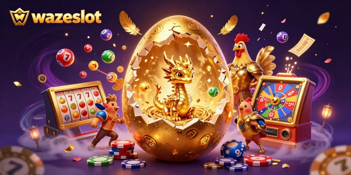 Engage with Wazeslot's thrilling golden jackpot experience featuring lively gaming elements.