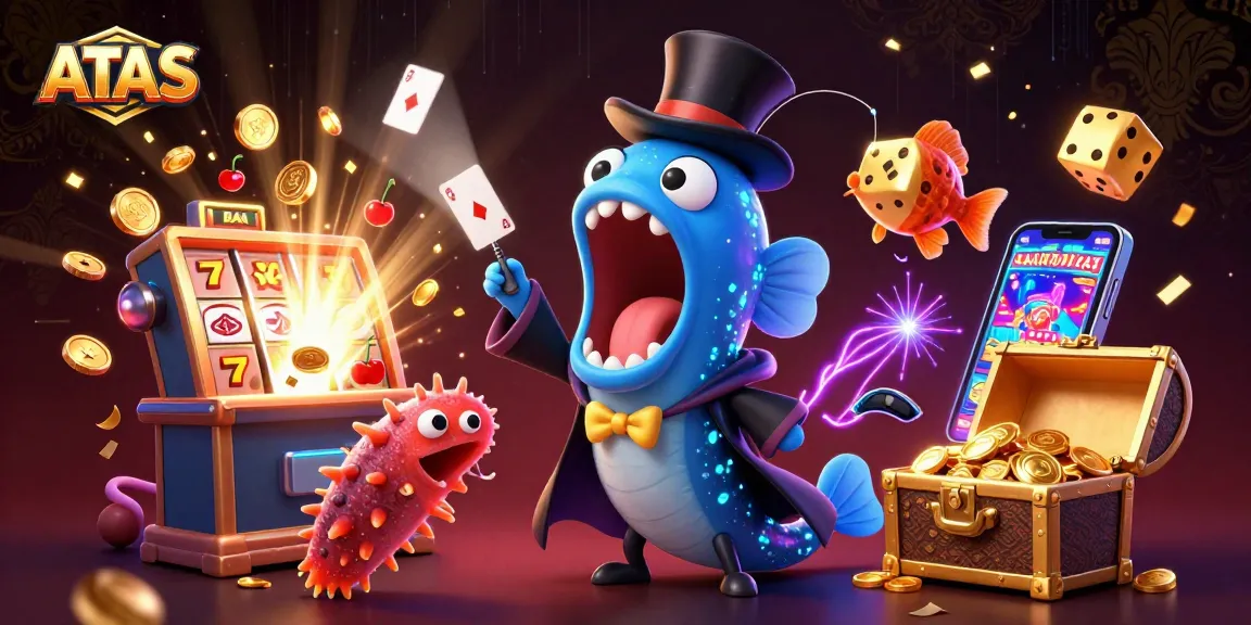 Join the fun at ATAS Casino with a magic-themed deep-sea scene showcasing vibrant casino elements.