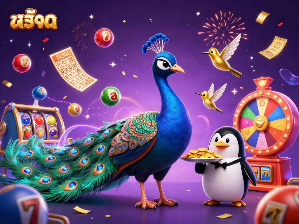 Engage in สล็อต excitement with vibrant characters and dynamic gambling elements in a lively 3D scene.