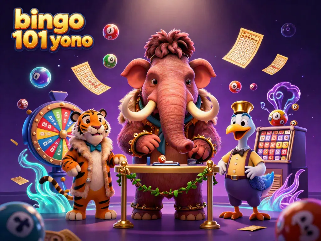 Aktivitas bingo 101 yono dengan karakter hewan yang unik dan elemen game menarik.