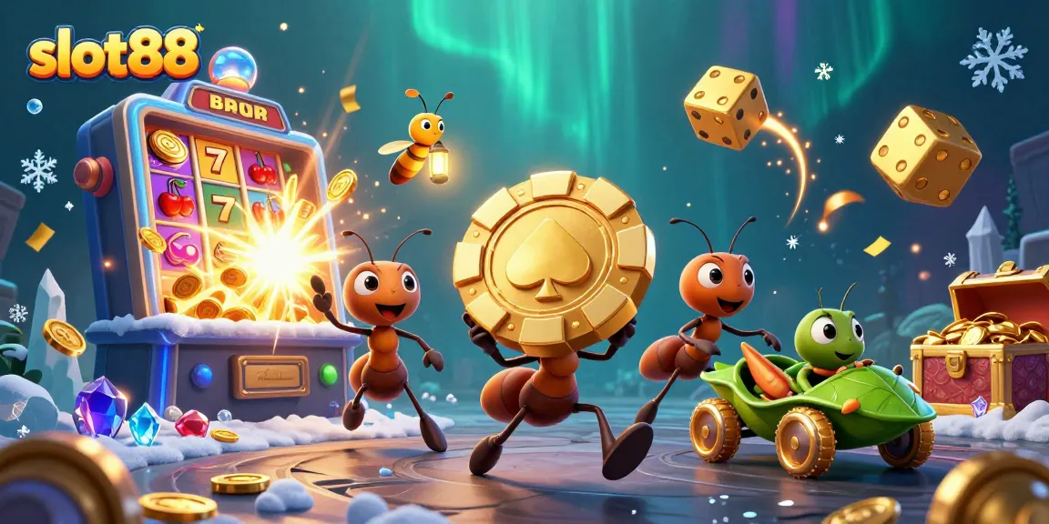 Menangkan jackpot slot88 dengan simbol keberuntungan dan suasana penuh warna dalam ilustrasi 3D dinamis.