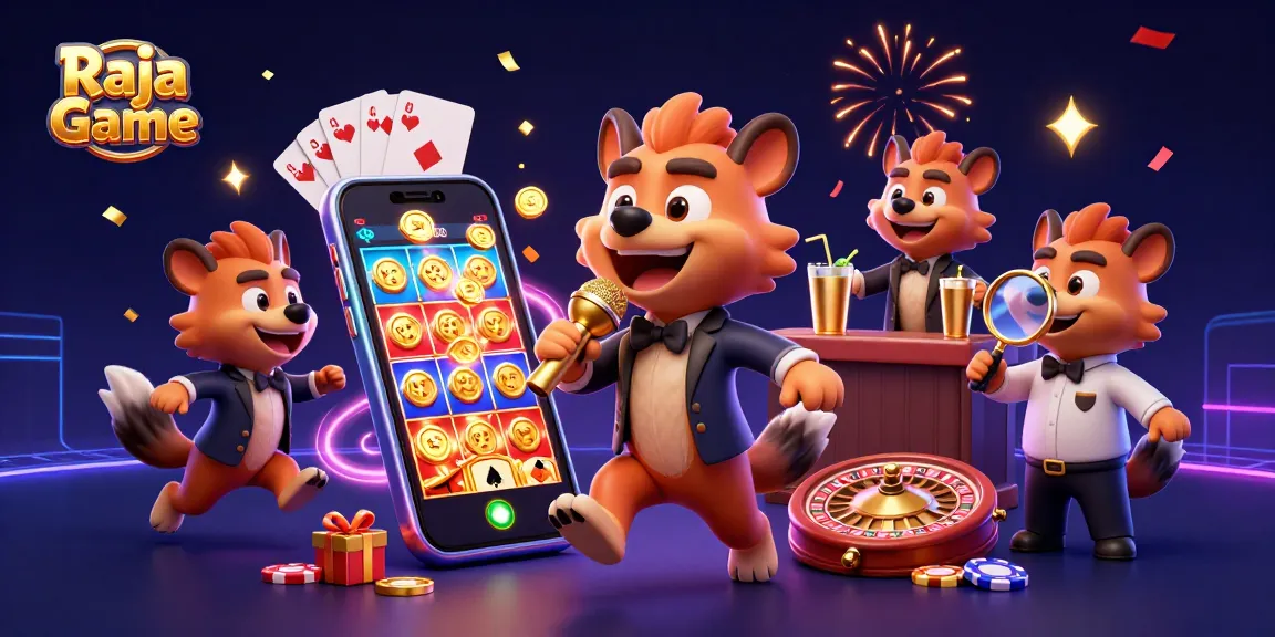 Join Raja Game for thrilling activities with hyenas in a vibrant casino setting filled with games and rewards.