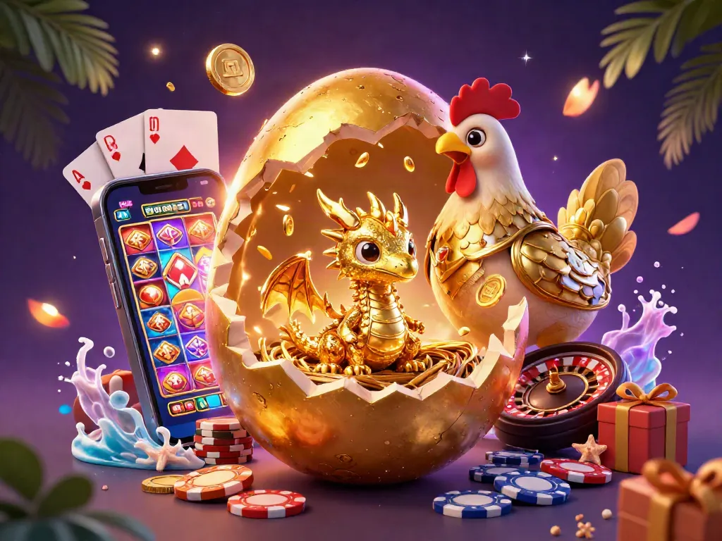 Glomex reveals a golden dragon amid poker chips in a vibrant casino scene.
