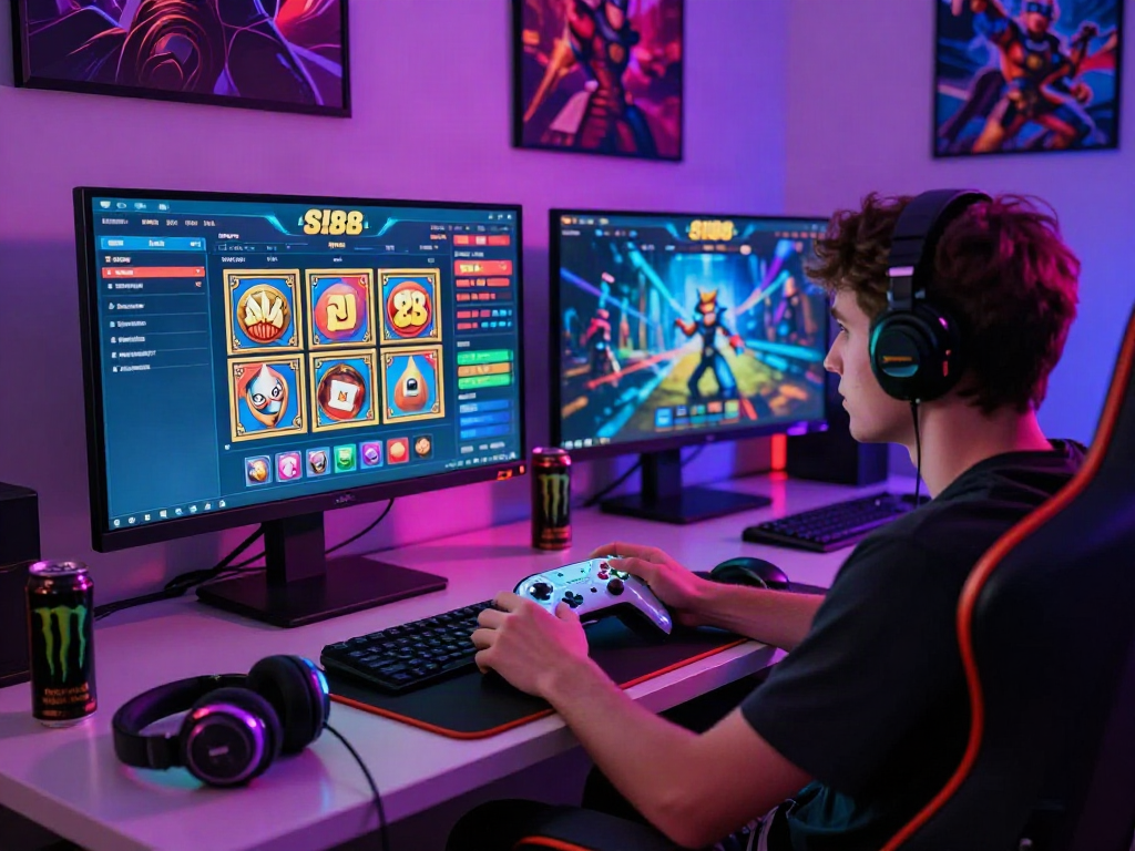 Player enjoying an immersive slot88 gaming experience with vibrant LED lights and dynamic setup.