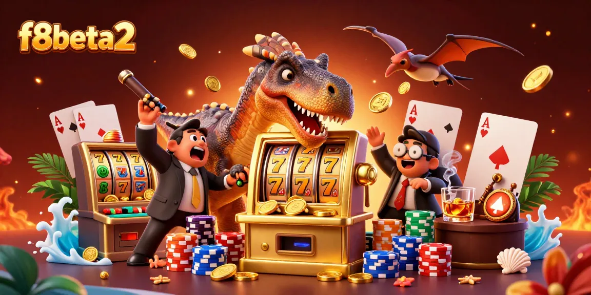 Experience the excitement of f8beta2 as the pachycephalosaurus hits a jackpot, coins flying!