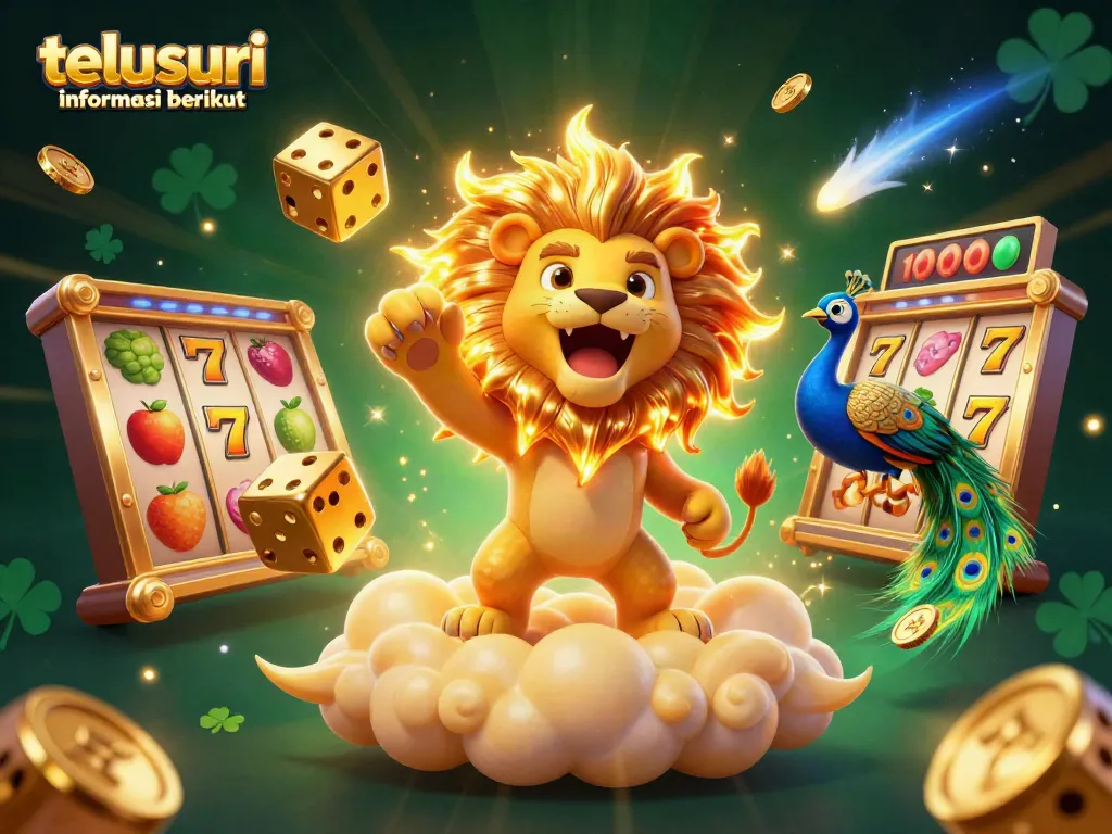 Slot gulungan dan karakter kasino bersinar sambil telusuri informasi berikut dengan keberuntungan.