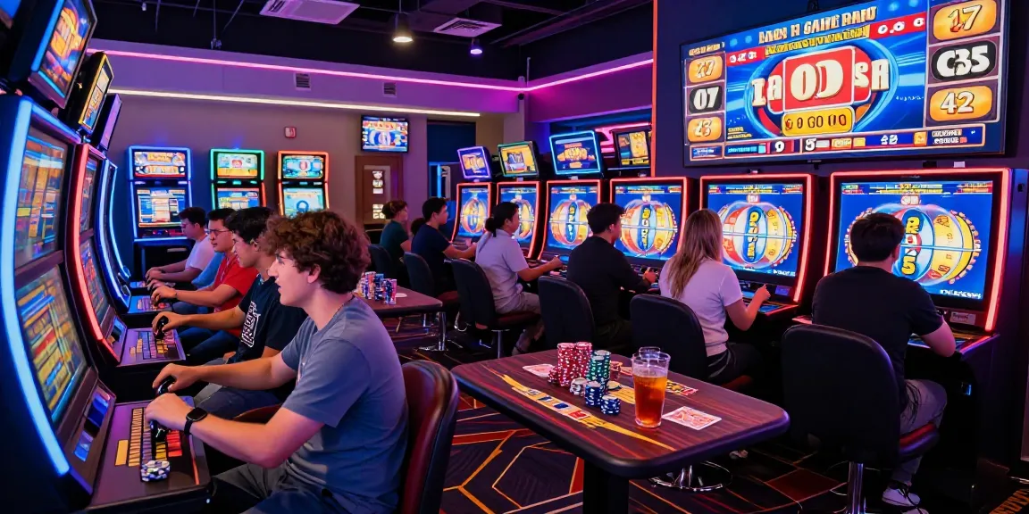 Permainan slot online dengan suasana hidup di kasino virtual, pemain menikmati momen kemenangan.