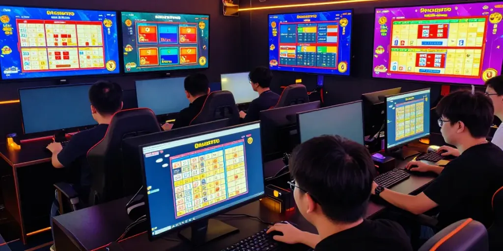 Players engaged in unsurtoto online Togel games with vibrant interfaces and dynamic atmosphere.