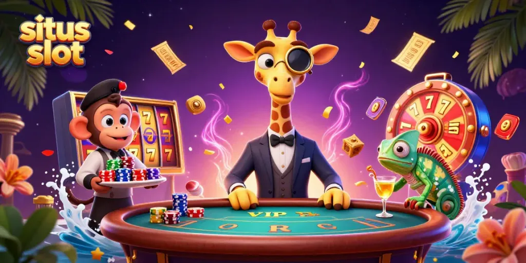 Menang dalam permainan situs slot dengan berbagai elemen slot dan karakter menarik.
