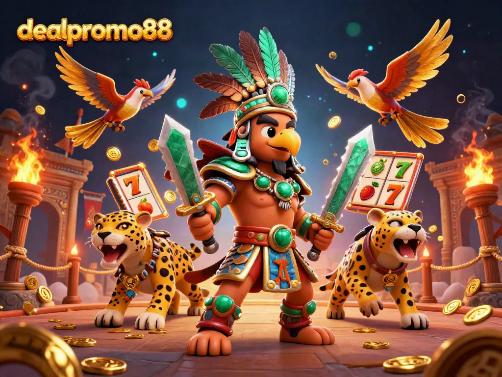 Engage in thrilling slots gameplay with dealpromo88, featuring vibrant characters and immersive casino elements.